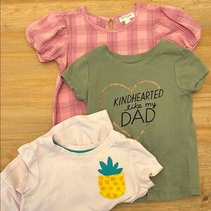 Girls' Pink and Green Graphic T-Shirts Set